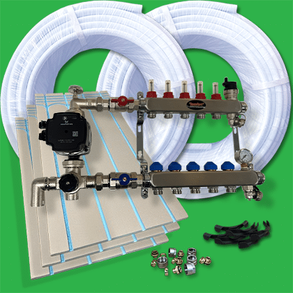 Water Underfloor Heating Kit 75m² - TILE ON Cement XPS Overlay System P4350CX